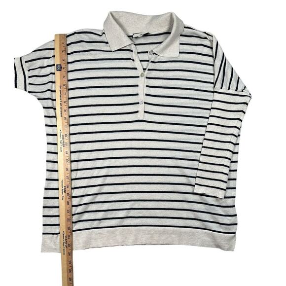 Tuckernuck Clayton Knit Polo Sweater Sz M/L Ivory Navy Nautical Stripe Pullover - Picture 4 of 7